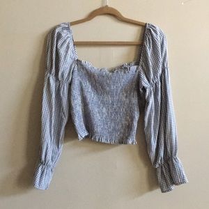 UO Smocked Gingham Blouse